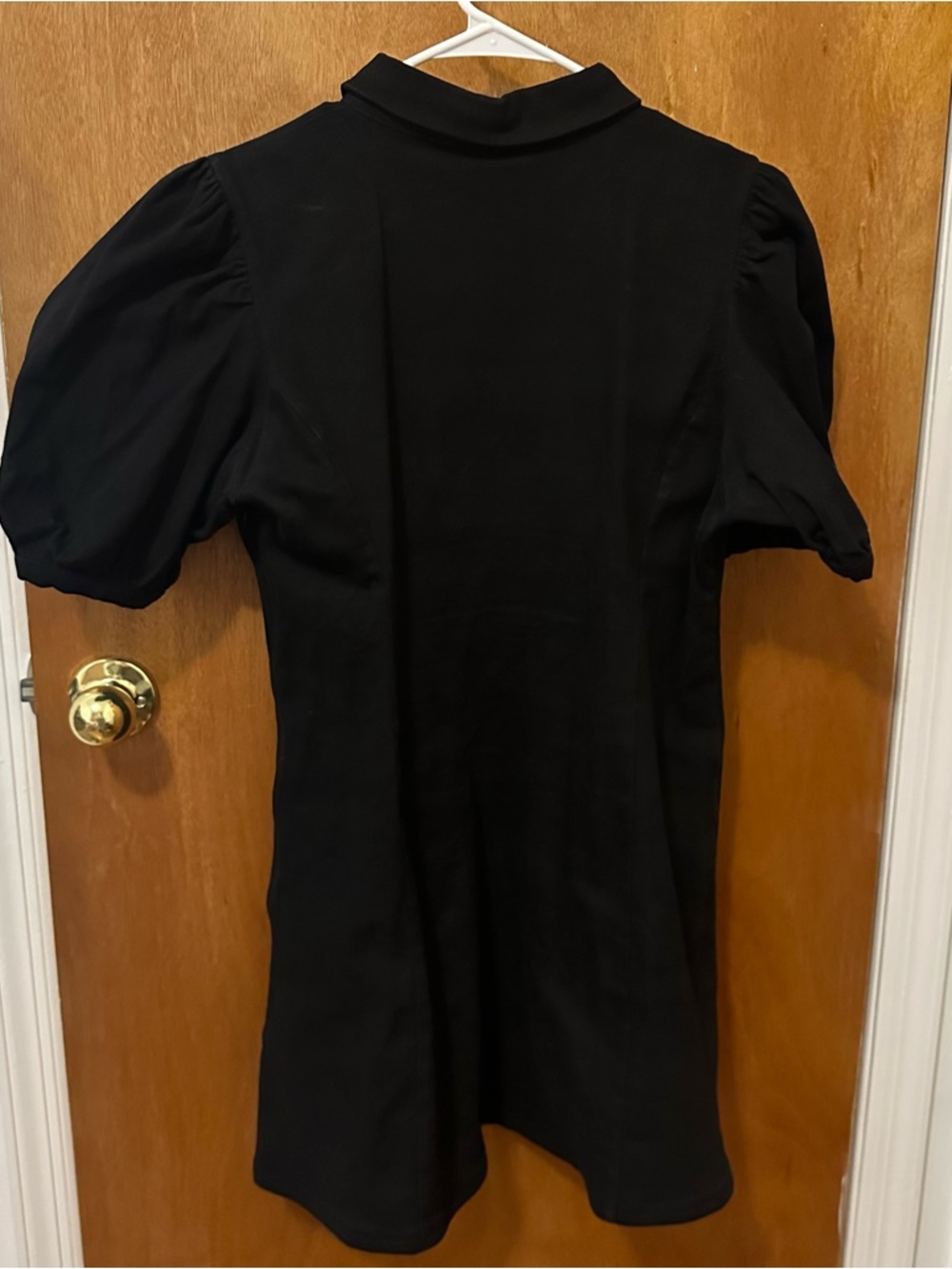 Black Mini Dress with Puff Sleeves - Picture 2 of 3